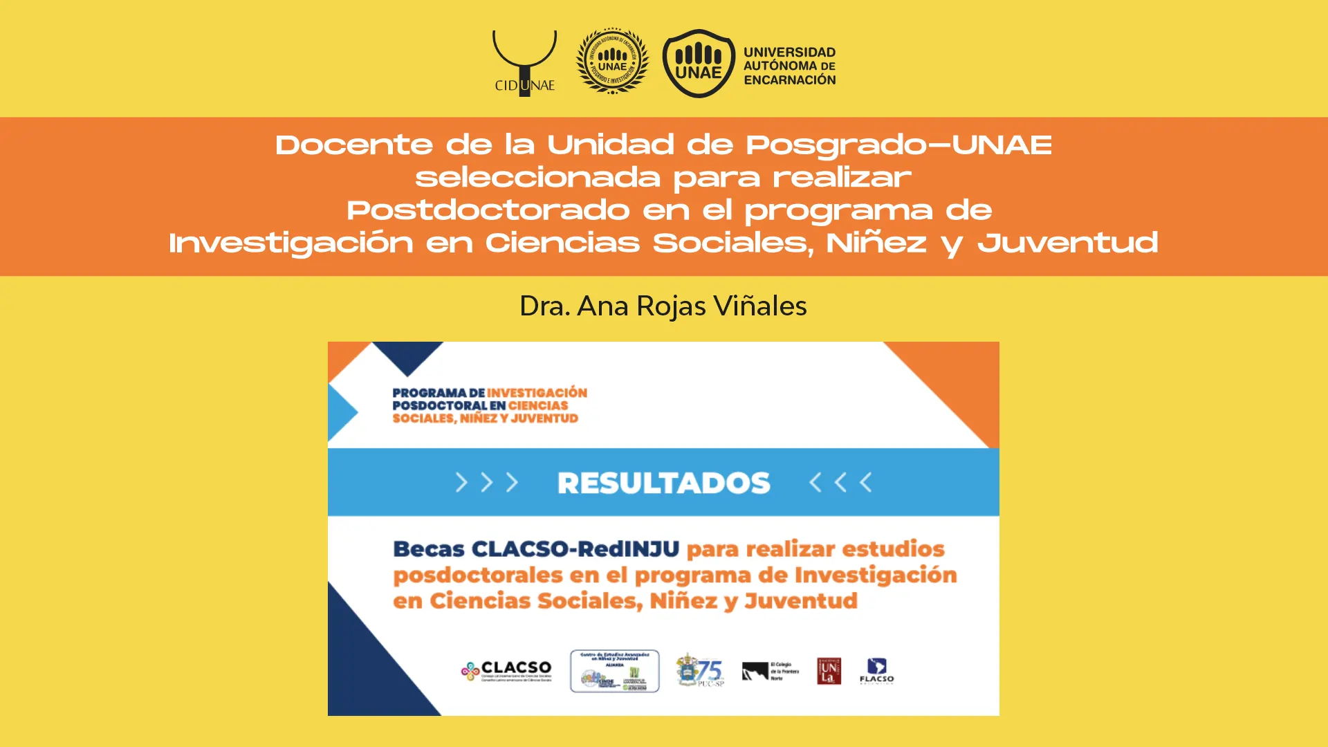 Docente de la Unidad de Posgrado-UNAE seleccionada para realizar Postdoctorado en el programa de Investigación en Ciencias Sociales, Niñez y Juventud