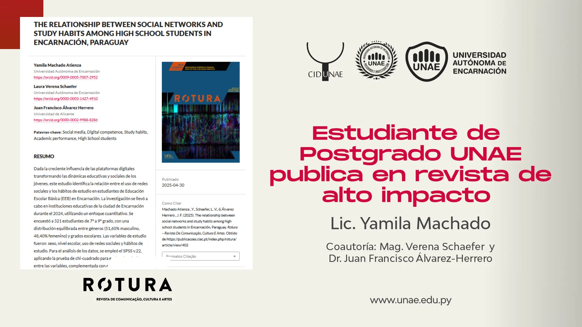 Estudiante de Postgrado UNAE publica en revista de alto impacto