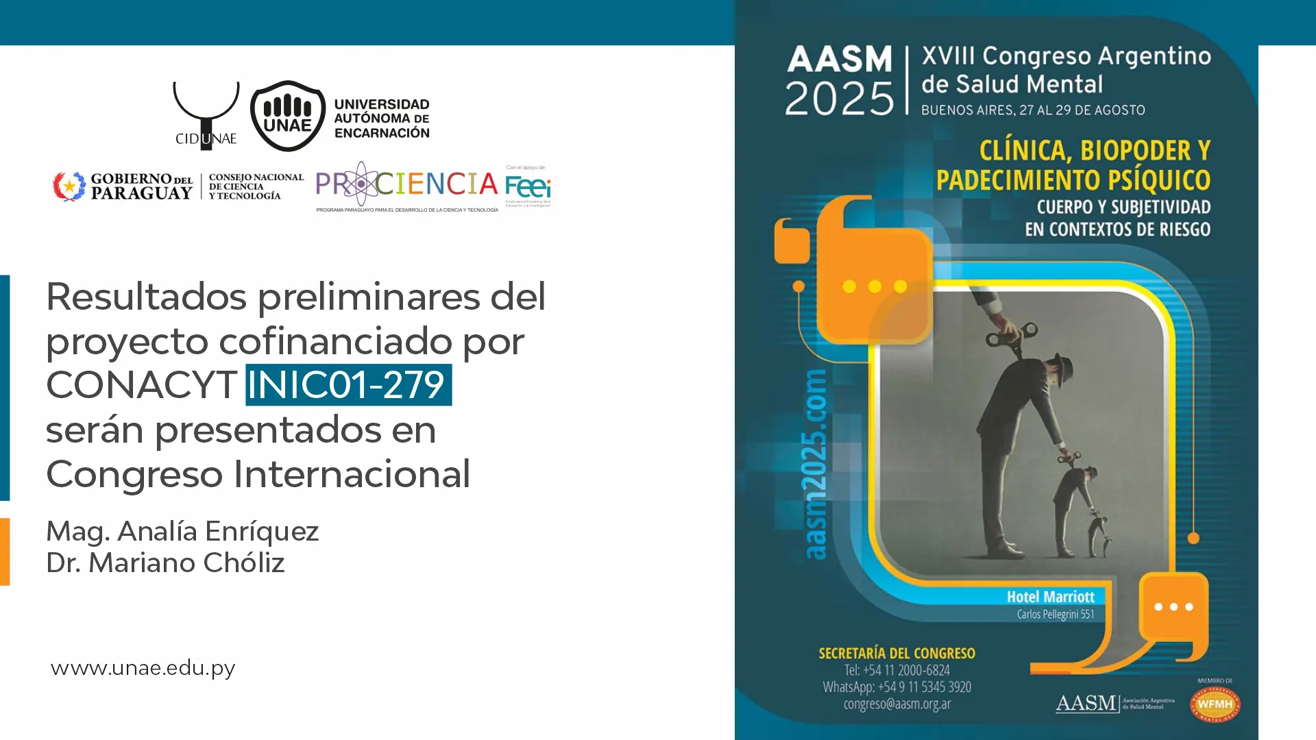 Resultados preliminares del proyecto cofinanciado por CONACYT INIC01-279 serán presentados en Congreso Internacional