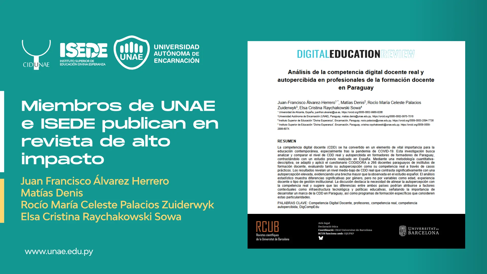 Miembros de UNAE e ISEDE publican en revista de alto impacto