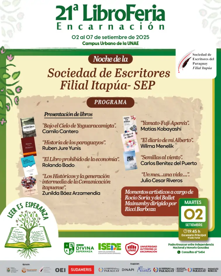 Noche de la Sociedad de Escritores del Paraguay Filial Itapúa