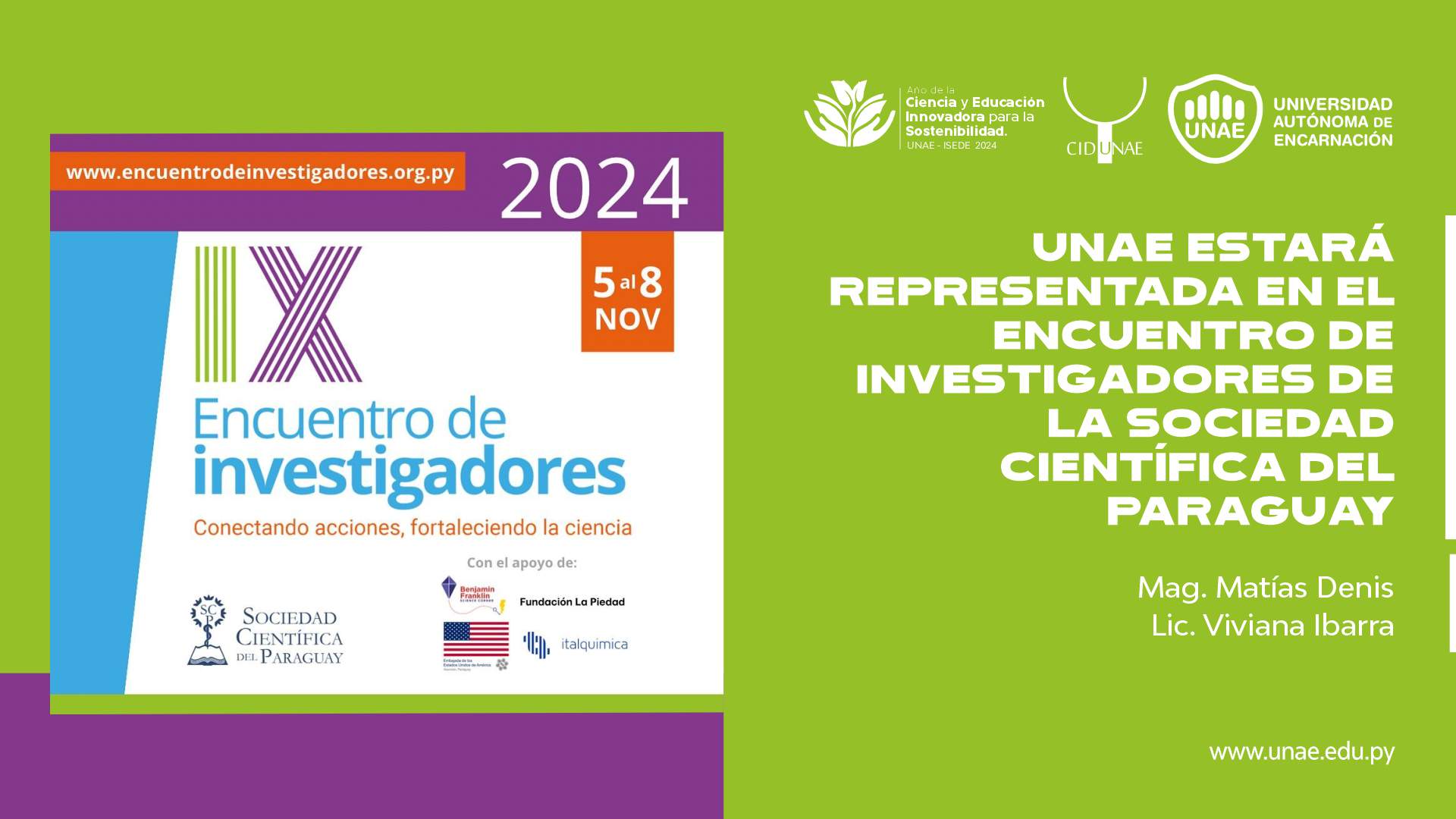 UNAE estará representada en el encuentro de investigadores de la Sociedad Científica del Paraguay