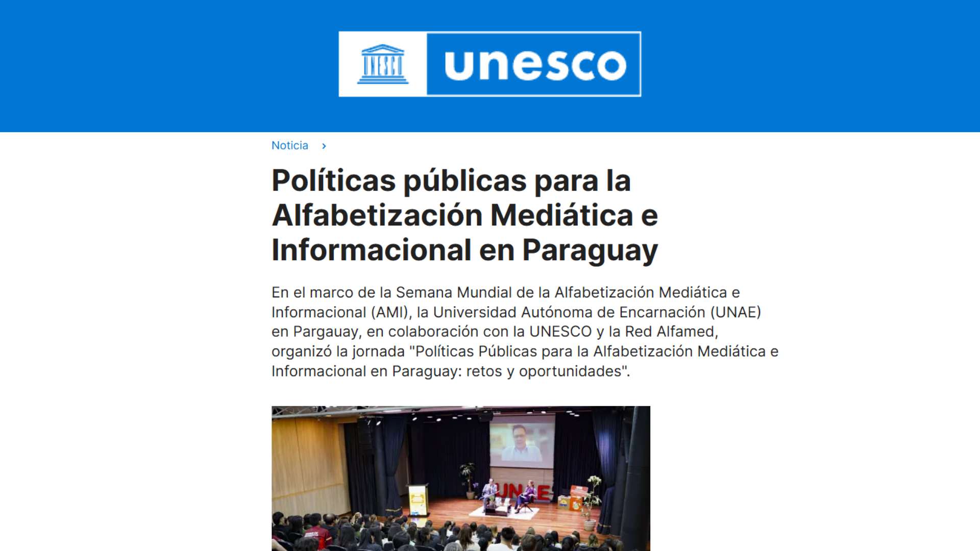 UNESCO hace eco de la jornada 