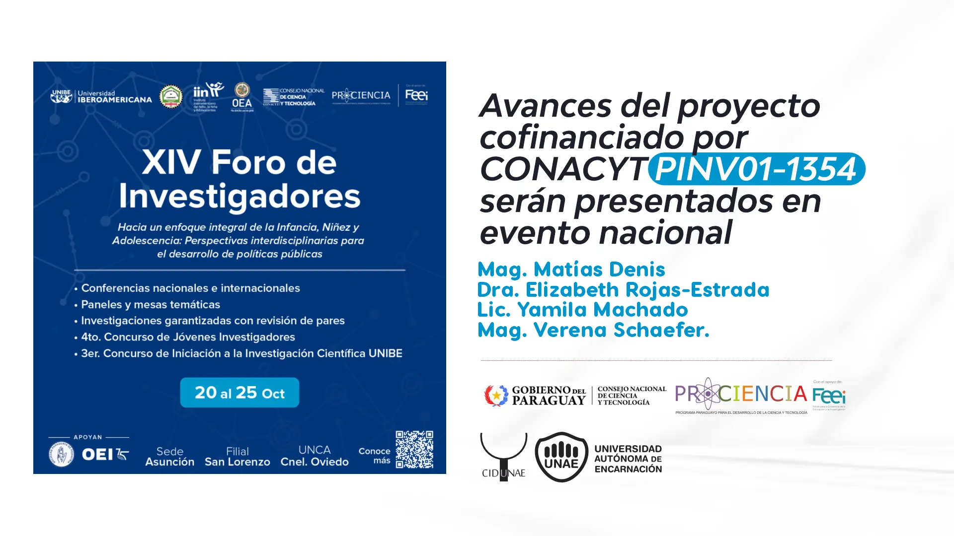Avances del proyecto cofinanciado por CONACYT PINV01-1354 serán presentados en evento nacional