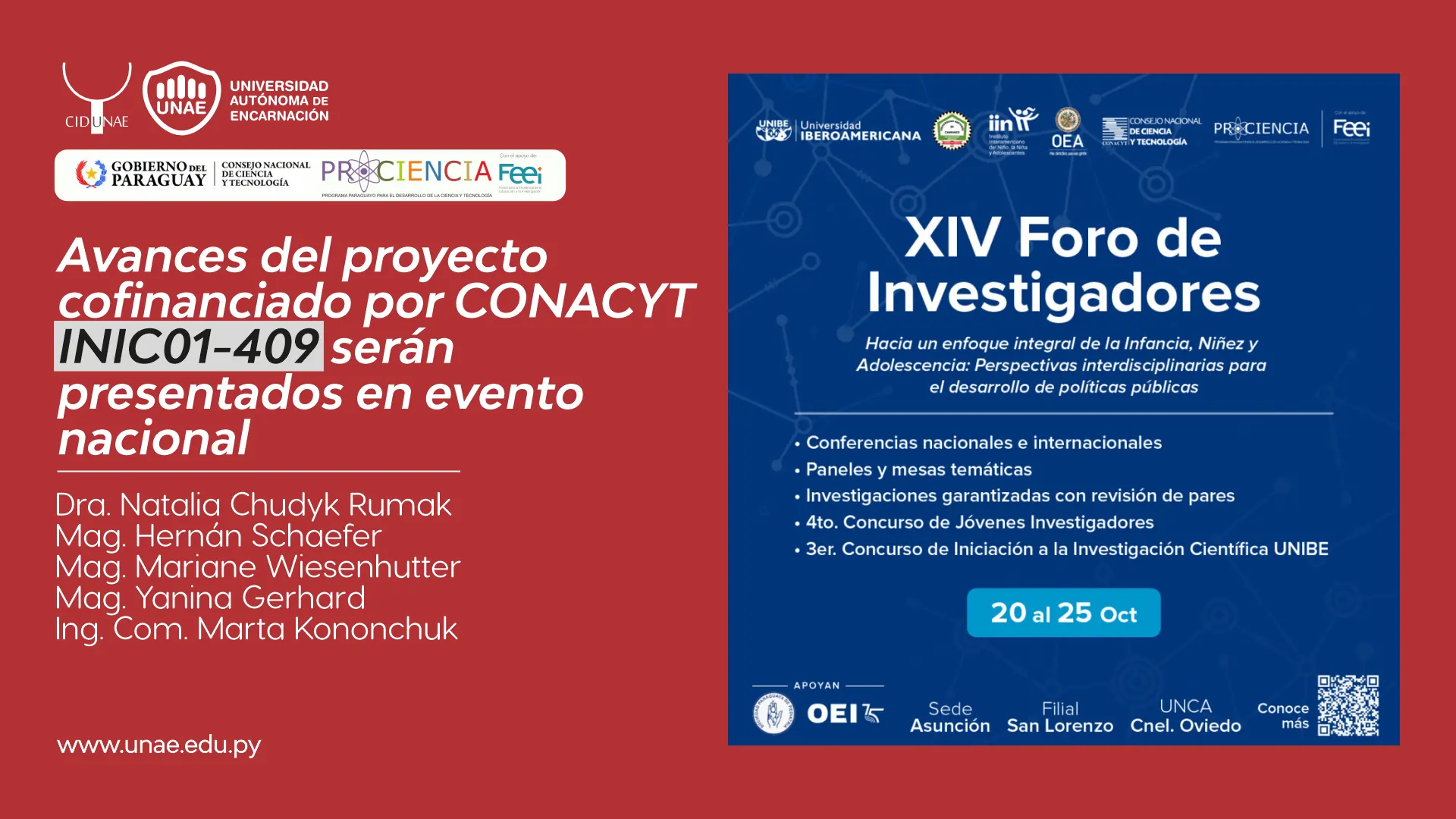 Avances del proyecto cofinanciado por CONACYT INIC01-409 serán presentados en evento nacional