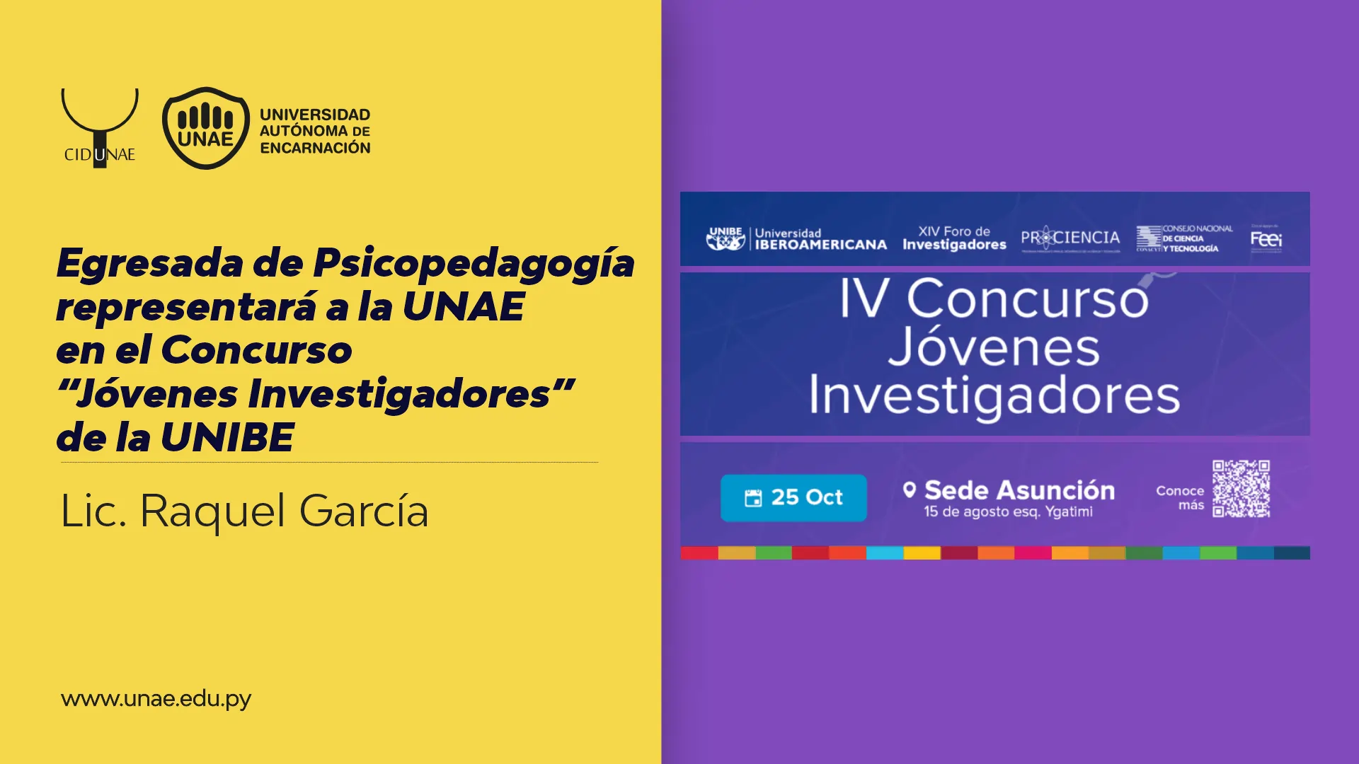 Egresada de Psicopedagogía representará a la UNAE en el Concurso “Jóvenes Investigadores” de la UNIBE