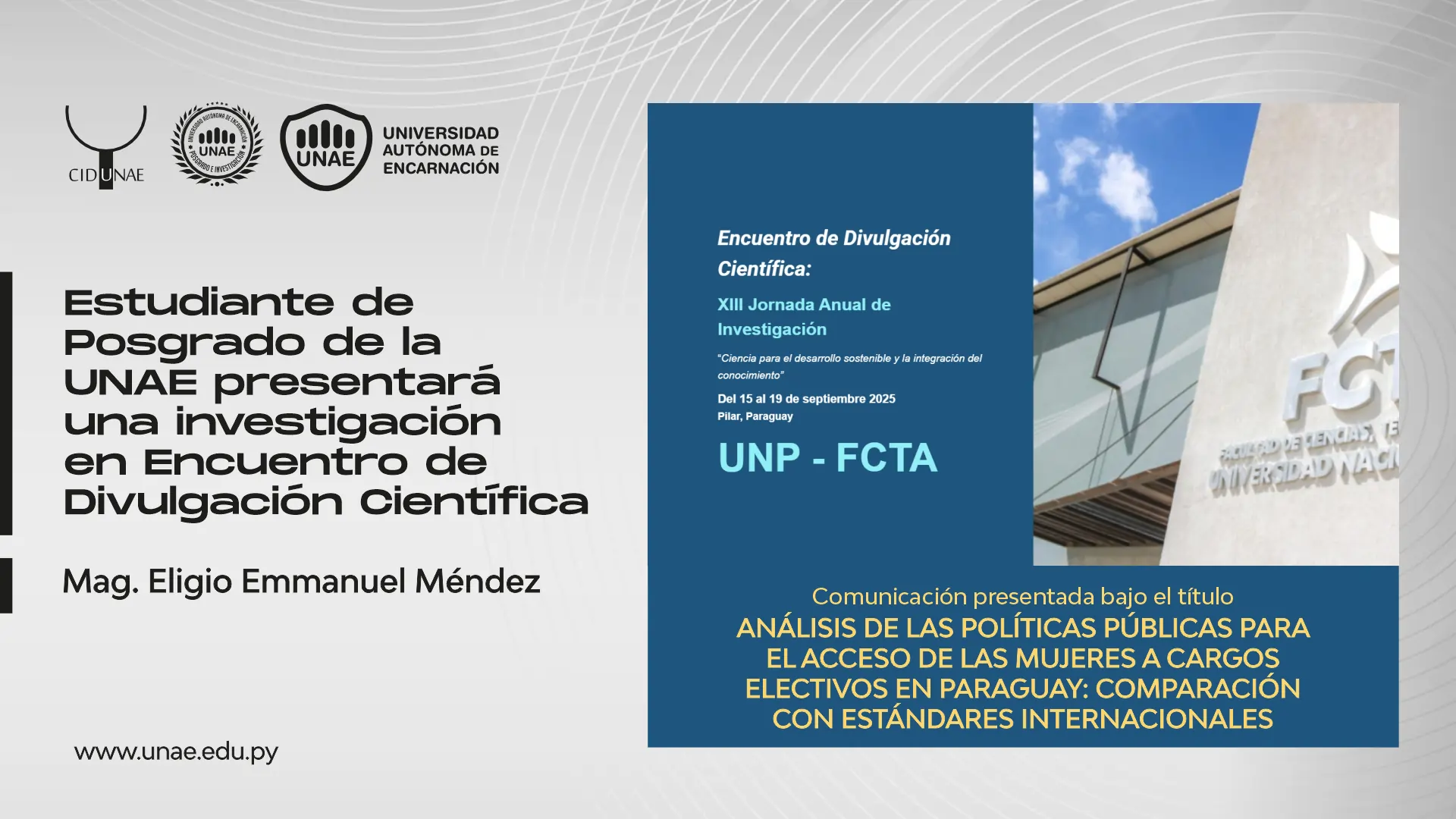 Estudiante de Posgrado de la UNAE presentará una investigación en Encuentro de Divulgación Científica