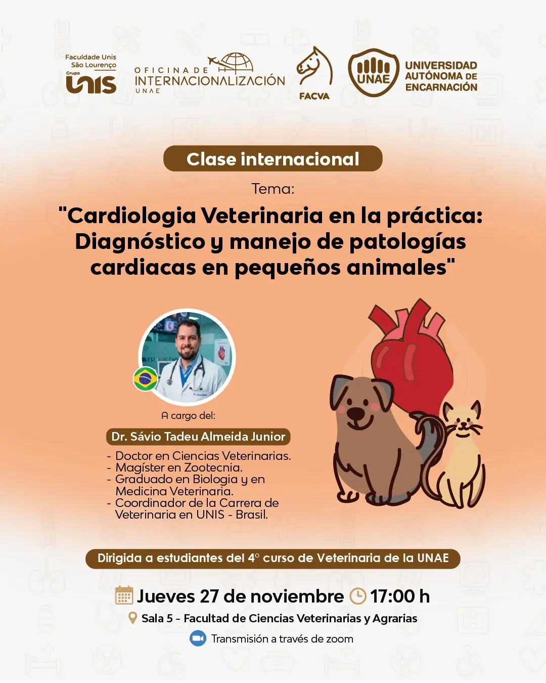 Clase internacional sobre Cardiología veterinaria en la práctica: Diagnóstico y manejo de patologías cardiacas en pequeños animales