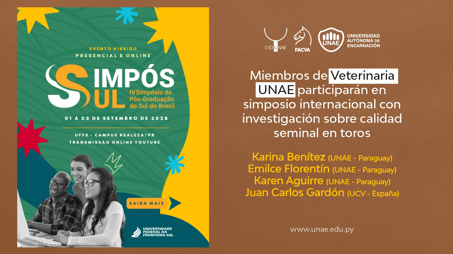   Miembros de Veterinaria UNAE participarán en simposio internacional con investigación sobre calidad seminal en toros