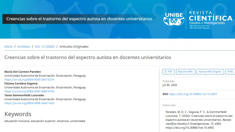 Resultado de proyecto autofinanciado a Psicopedagogía fue publicado en revista nacional