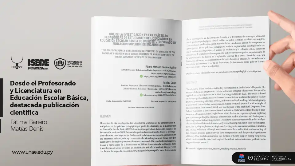 Desde el Profesorado y Licenciatura en Educación Escolar Básica, destacada publicación científica 