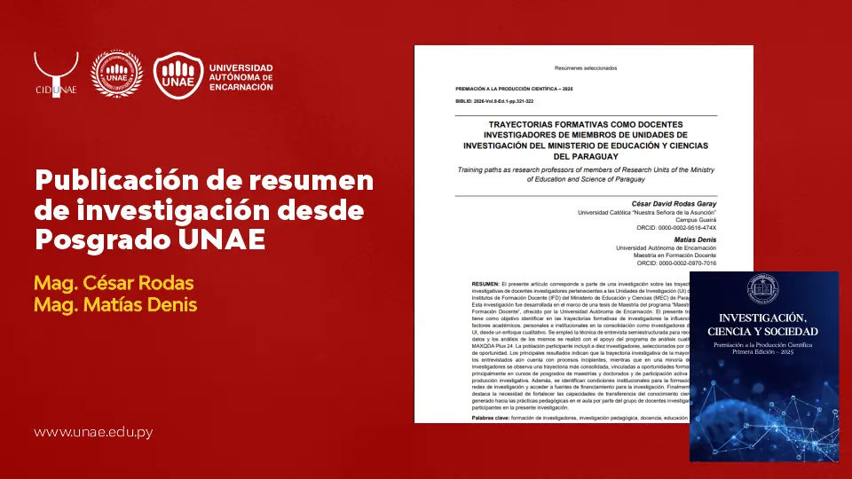 Publicación de resumen de investigación desde Posgrado UNAE