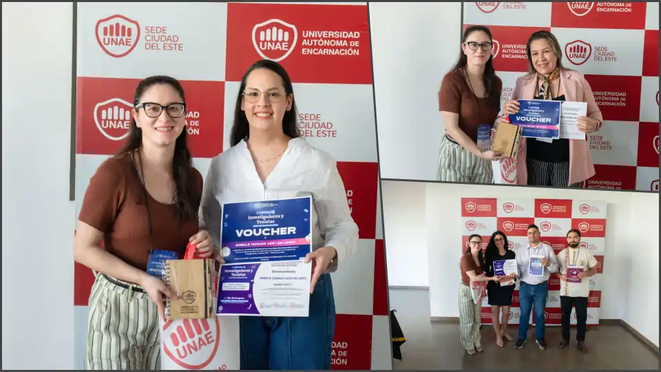 Reconocimiento de las mejores comunicaciones presentadas en la Jornada de Investigadores y Tesistas de la UNAE sede Ciudad del Este